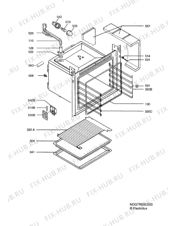Взрыв-схема плиты (духовки) Aeg Electrolux E59466-4-M - Схема узла Oven